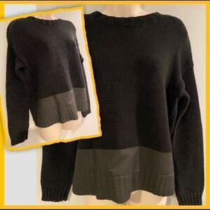 ARMANI EXCHANGE CROP KNIT SWEATER FAUX LEATHER M